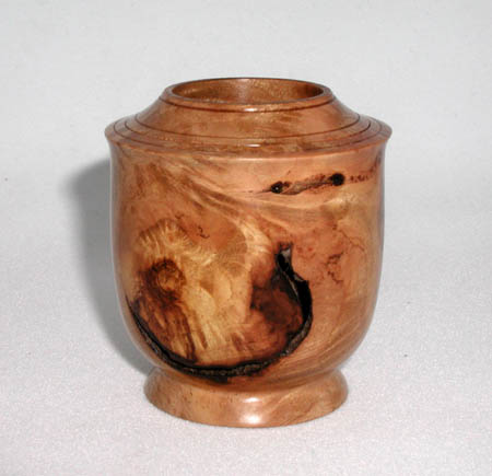 Myrtle Burl, 2.5" D x 3" H, exceptional figure, $95.00