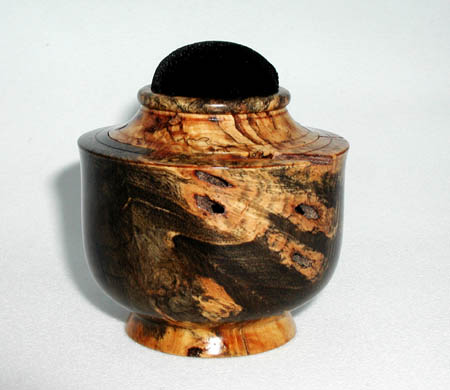 Buckeye burl, 2.75" D x 2.5" H, Exceptional Figure, $95.00