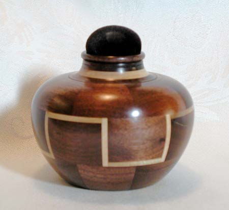 Walnut/Maple, 4" D x 3.25" H, $140.00 -- SOLD -- 