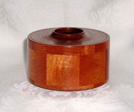 Segmented Mahogany, 4: D x 2.5" H, $125.00 