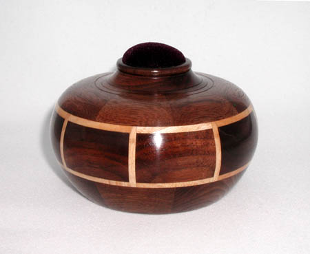 Walnut/Maple, 4" D x 3.25" H, $140.00 -- SOLD -- 